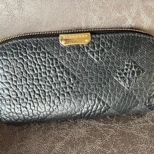 Burberry Grain Check Porter Continental Wallet Black Womens